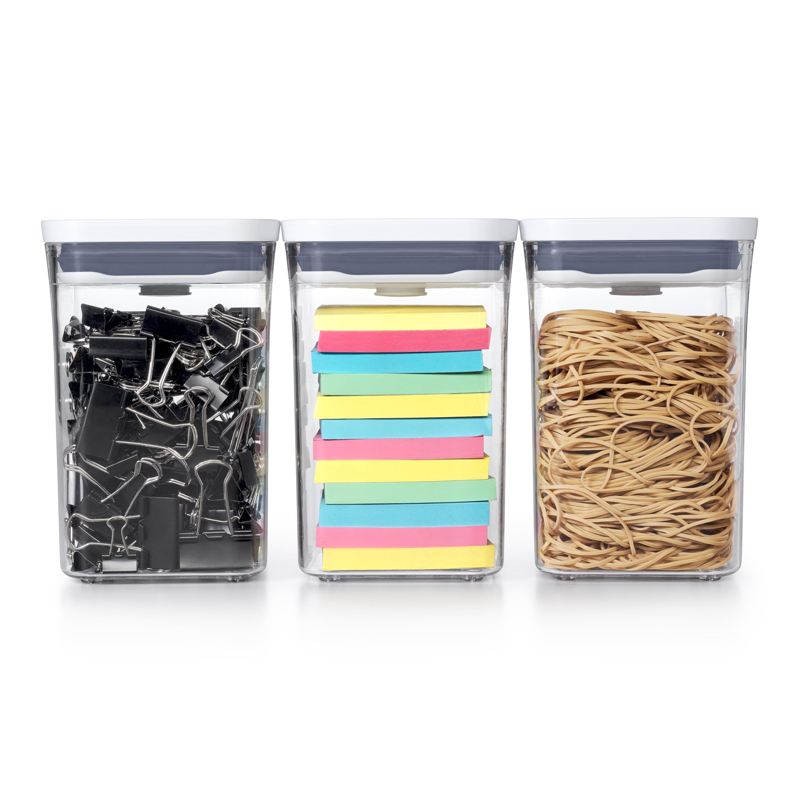 Airtight POP Food Storage Containers – 3-Piece Stackable Pantry Set (White)