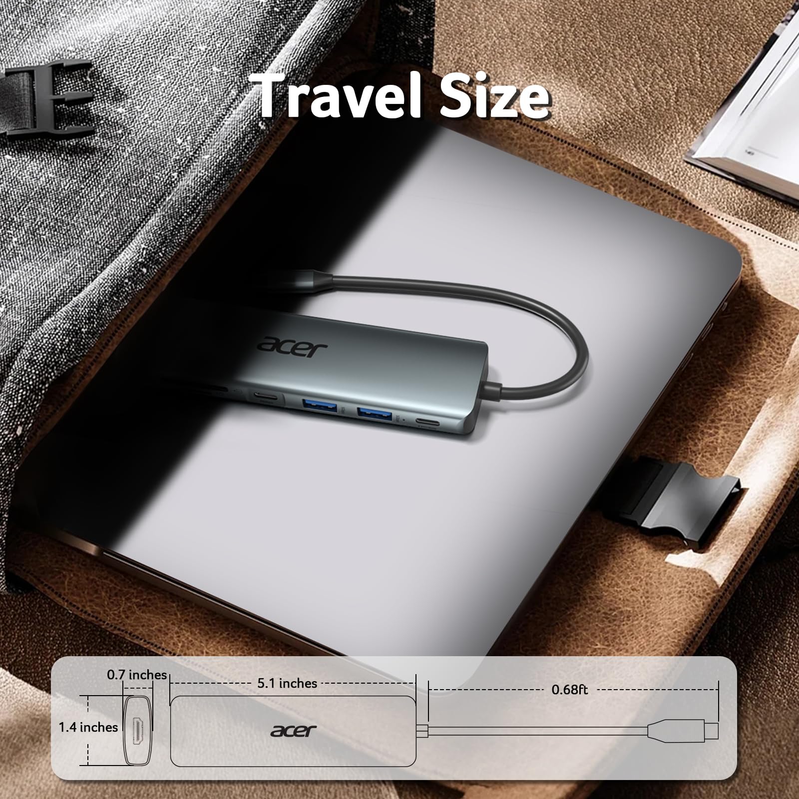7-in-1 USB-C Hub Adapter with 4K HDMI & 100W Power Delivery – Aluminum Multiport Laptop Dock Space Grey