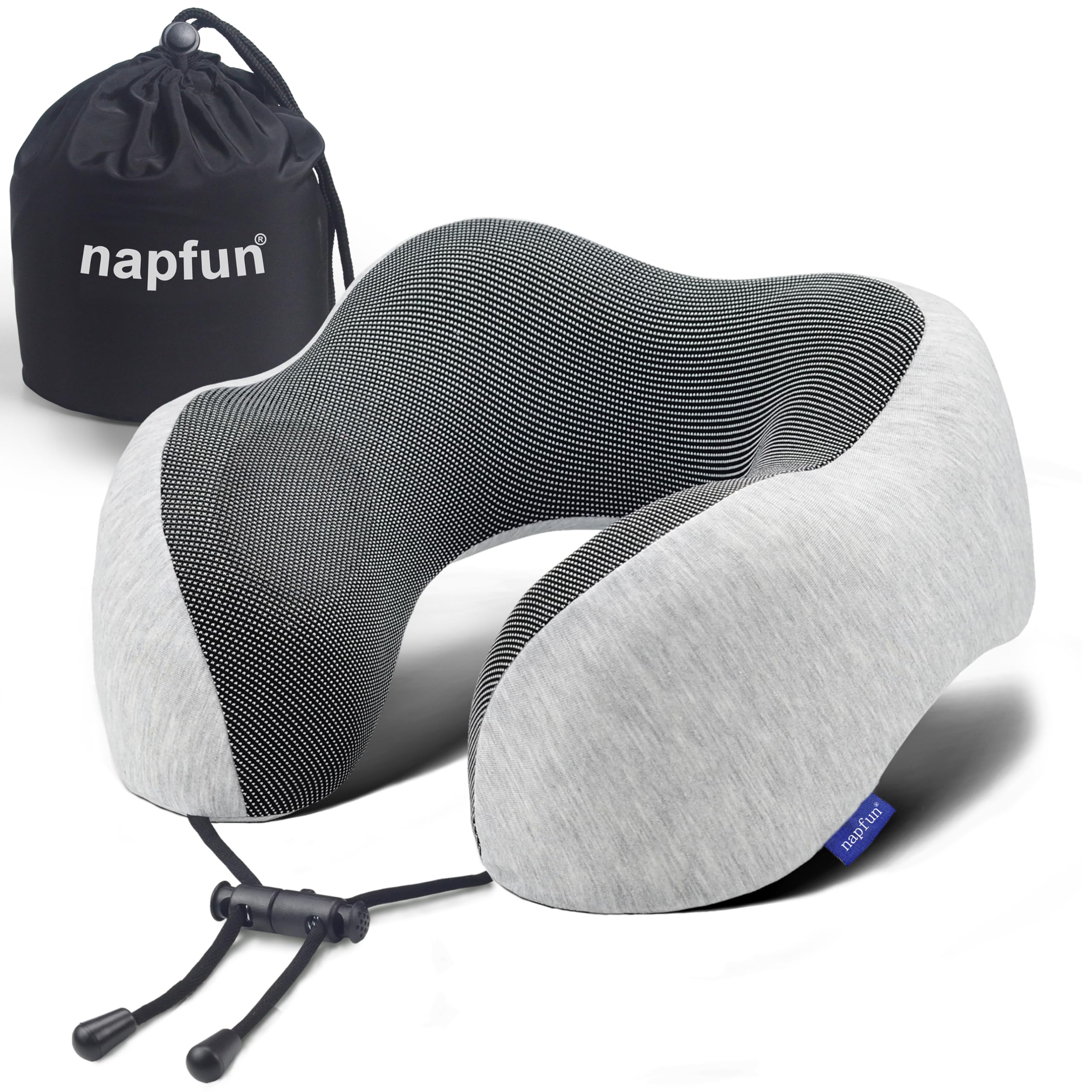 Memory Foam Travel Neck Pillow with Chin Support – Adjustable Airplane Neck Pillow for Comfortable Flights