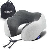 Memory Foam Travel Neck Pillow with Chin Support – Adjustable Airplane Neck Pillow for Comfortable Flights