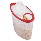 Flex & Seal Cereal Keeper Canister – BPA-Free Dry Food Storage with Easy-Pour Lid (Clear with Red Lid)
