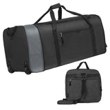 Finnhomy 100L Foldable Rolling Duffel Bag with 2 Wheels, Lightweight 32-Inch Travel Duffel with Shoulder Strap (Black/Grey)