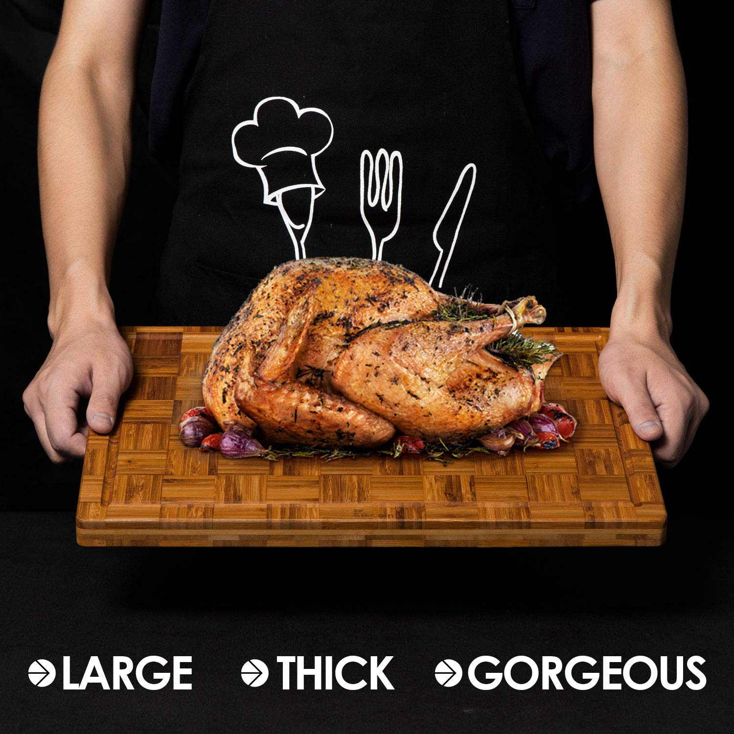 Bamboo Cutting Board Set with Stand – Thick Multi-Size Kitchen Chopping Boards