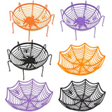 6-Pack Spider Web Candy Bowls – Halloween Snack & Treat Holders (Black, Orange, Purple