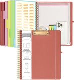 Purple Foldable Clipboard Folio with Pockets and Notepad
