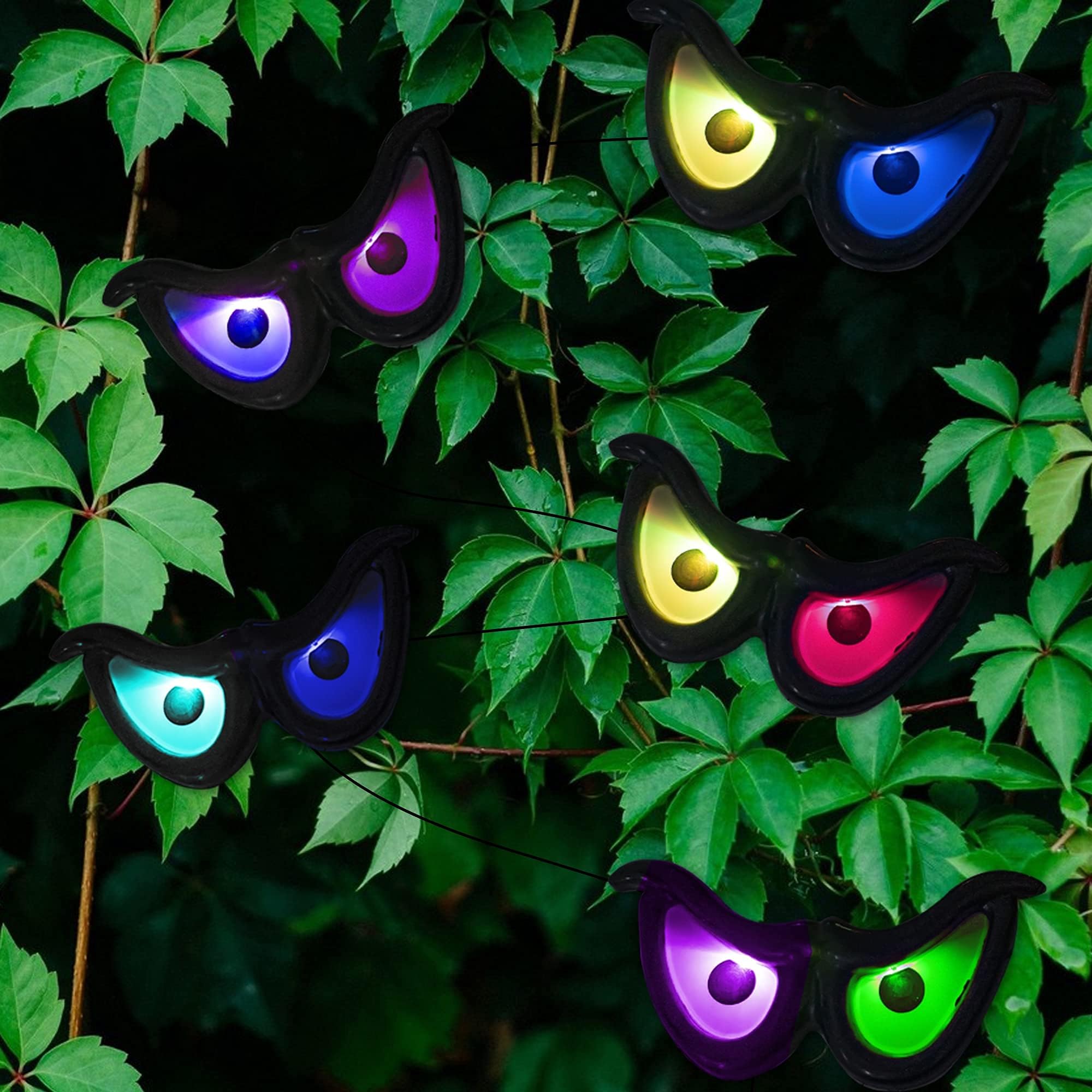 Halloween Ghost Eye String Lights – 6.25ft Multicolor LED Lights with 5 Glowing Eyes (Battery Operated, Waterproof)