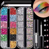 12-Color Rhinestone Nail Art Kit with AB & Clear Gems – 4500+ Crystals, Glue, Tweezer & Picker Pencil Set