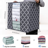 Large Capacity Clothes Storage Bag (100L) – Breathable Fabric Organizer with Clear Window & Reinforced Handles