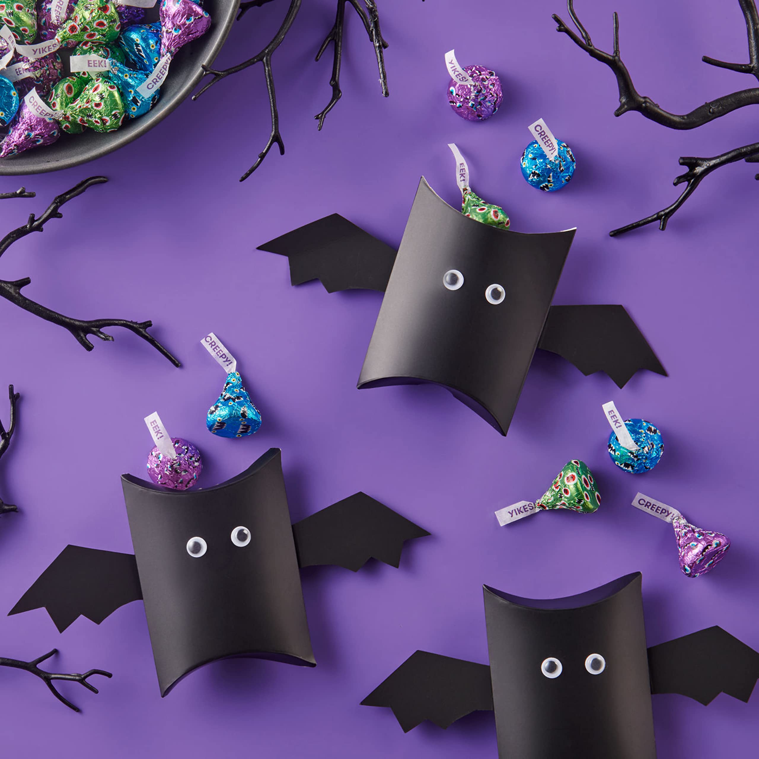 HERSHEY’S KISSES Monster Milk Chocolate Candy – 10 oz Bag, Halloween Edition (Green, Purple & Blue Foils)