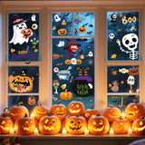 9 Sheets Halloween Window Clings Cute Window Stickers for Home Party Supplies Halloween Decoration with Pumpkin Bat Ghosts Witch for Home/Office/School Windows