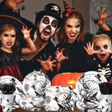 Halloween Crows Party Supplies – 144 Pcs Black & White Plates, Cups, Napkins & Cutlery Set for 24 Guests