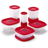 42-Piece Food Storage Containers Set – BPA-Free Stackable Containers with Vented Easy-Find Lids (Red)
