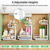 Kitstorack 2-Pack Under-Sink Pull-Out Organizer – Adjustable Height 2-Tier Sliding Cabinet Storage