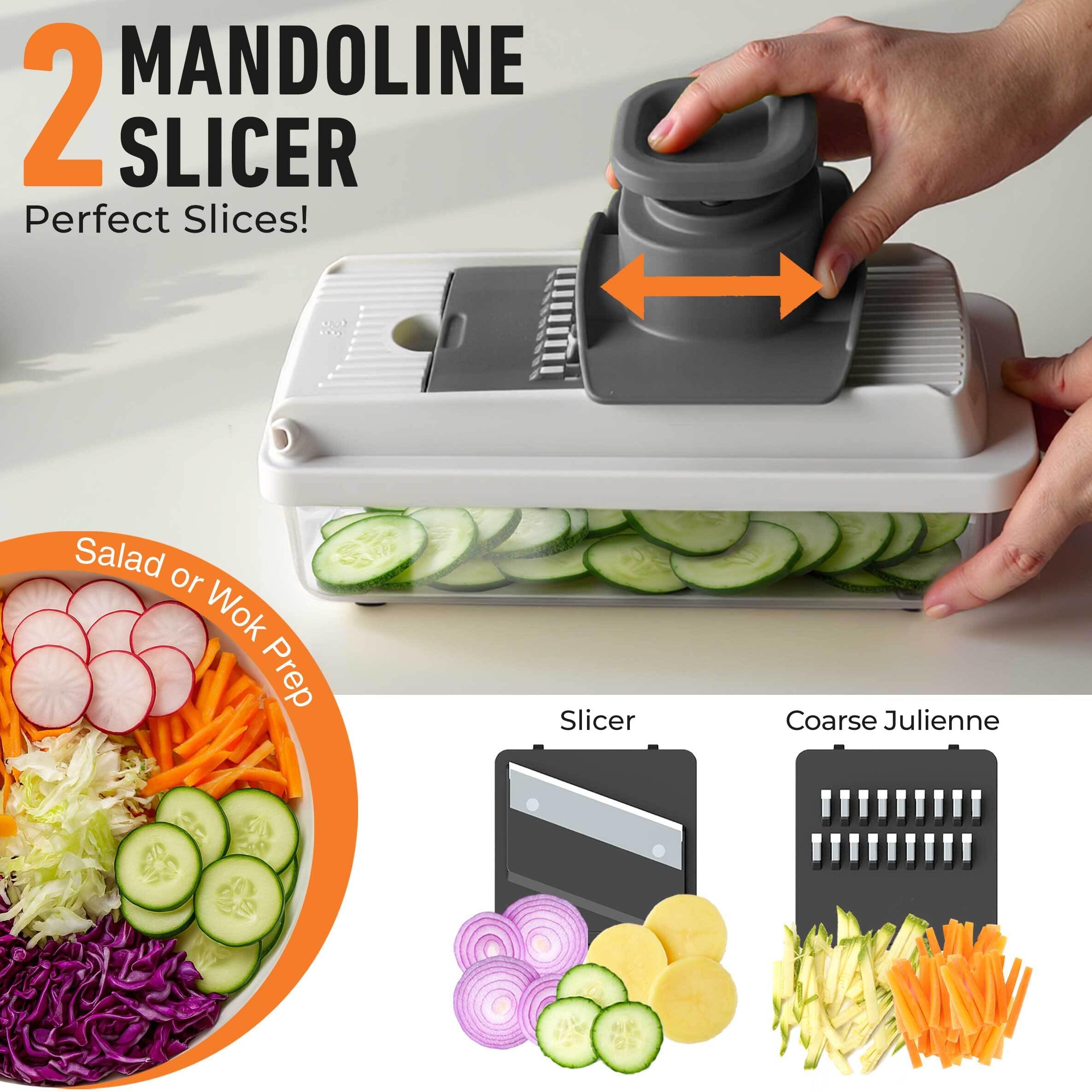 Multi-Function Vegetable Chopper & Mandoline Slicer Set with Interchangeable Blades