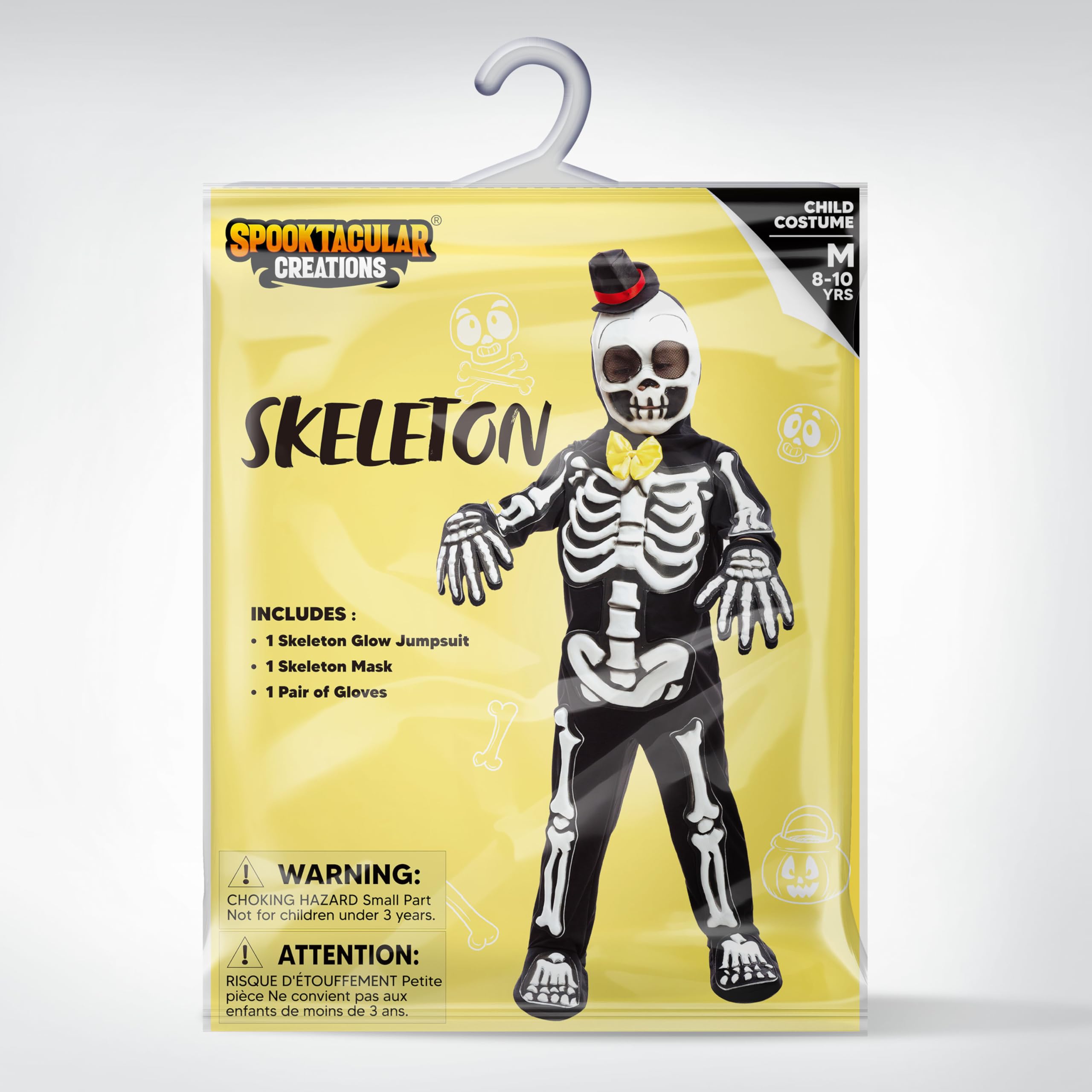 Kids Glow-in-the-Dark Skeleton Costume – Black Skull Jumpsuit with Mask & Gloves 💀✨