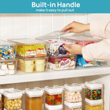 Clear Storage Organizer Bins with Lids & Handles – Stackable Refrigerator and Pantry Containers (12” Size)