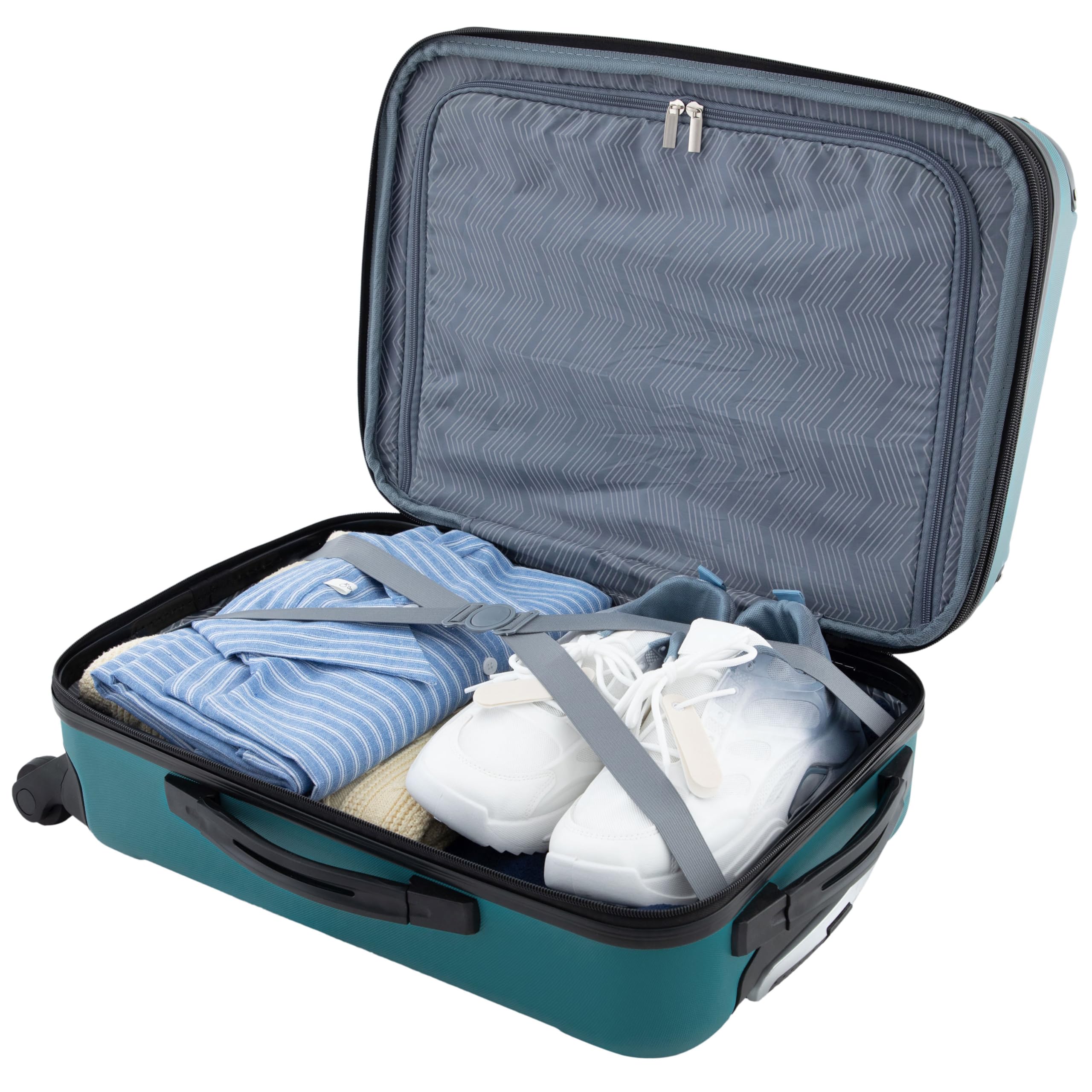 Travelers Club Chicago Hardside Expandable Carry-On Luggage 20”, 360° Spinner Wheels Cabin Suitcase (Teal)
