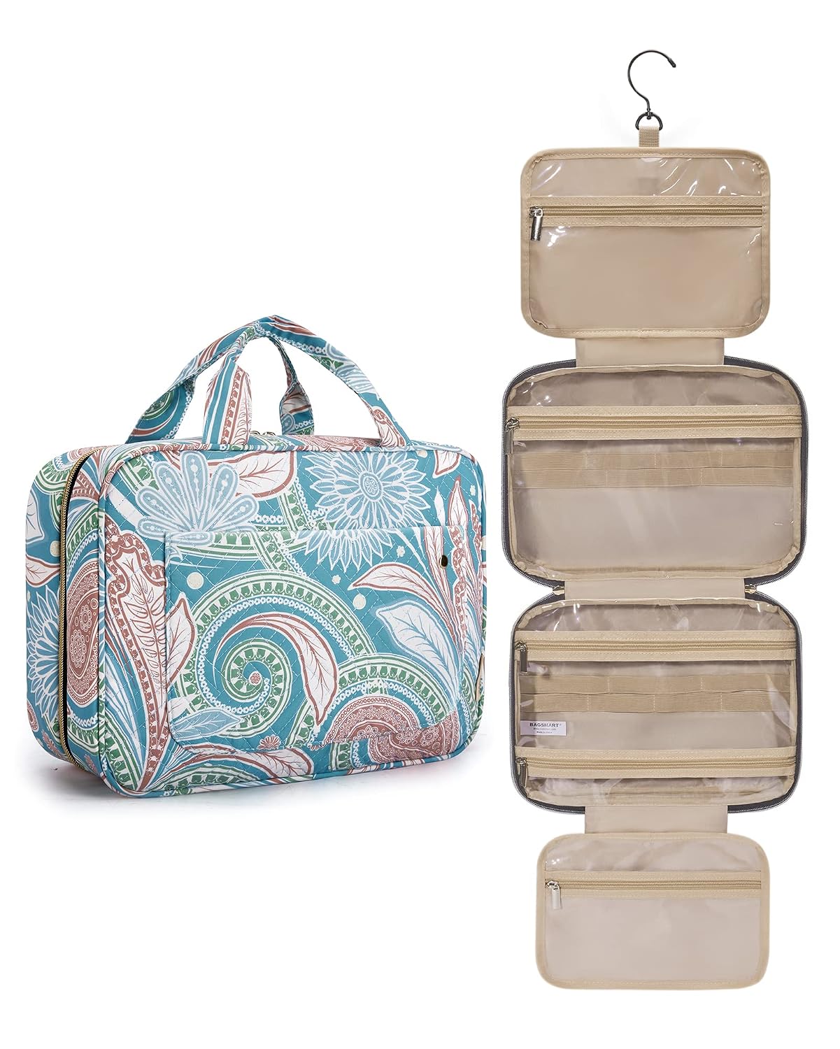 Premium Hanging Toiletry Bag with 360° Hook & Clear Travel Compartments
