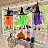 Hanging Light-Up Ghost Trio – 3-Piece Halloween Decoration Set with LED String Lights in Orange, Purple & Green