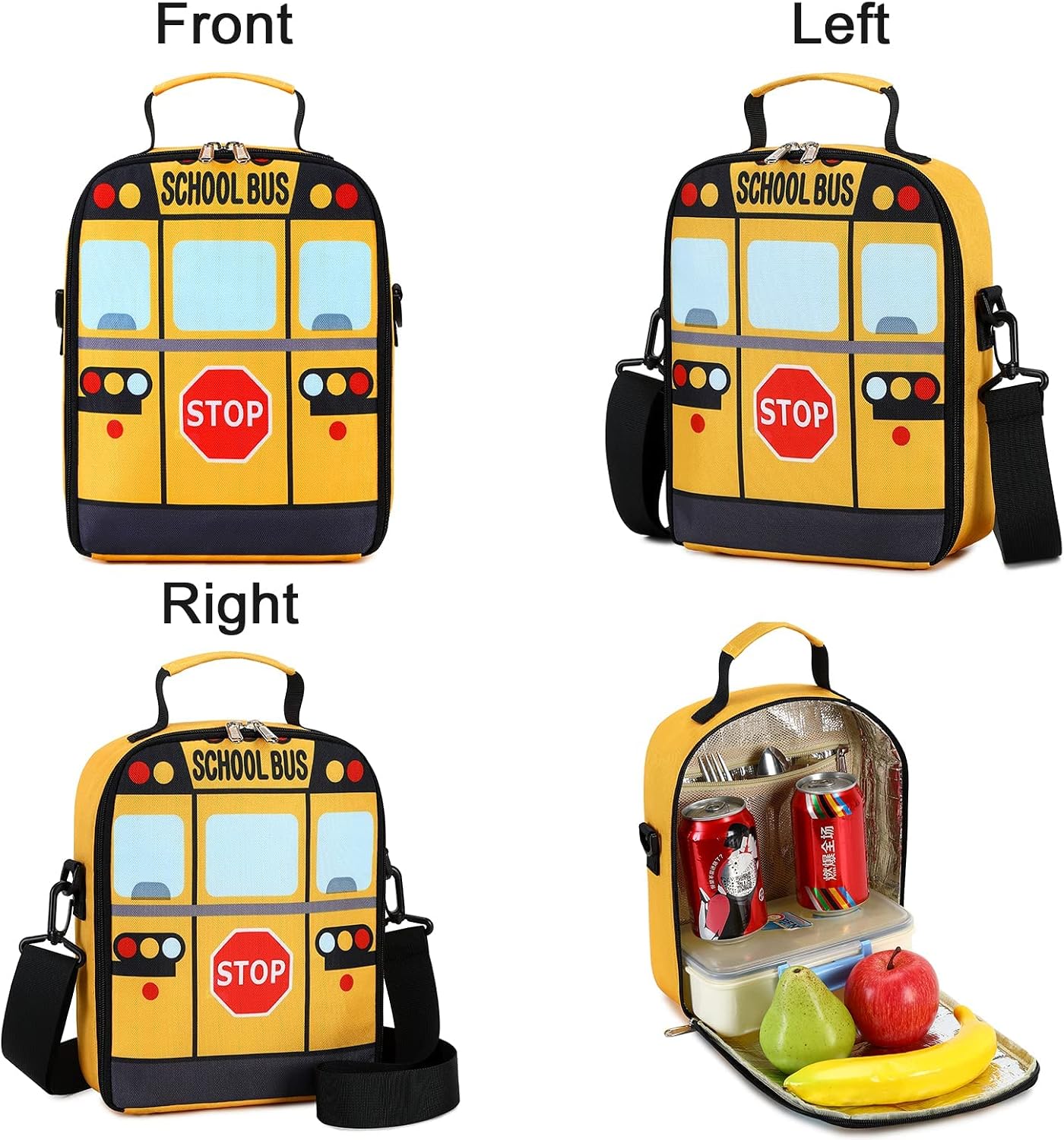 3D School Bus Toddler Backpack Set with Insulated Lunch Bag