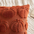 Rust Pumpkin Faux Fur Pillow Covers – Set of 2 Cozy Fall Cushion Cases for Autumn Harvest Home Décor (18x18 Inch)