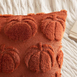 Rust Pumpkin Faux Fur Pillow Covers – Set of 2 Cozy Fall Cushion Cases for Autumn Harvest Home Décor (18x18 Inch)