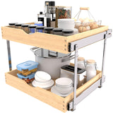 Jowboow 2-Tier Wooden Pull-Out Cabinet Shelves – Independent Slide-Out Drawers with Heavy-Duty Glide System