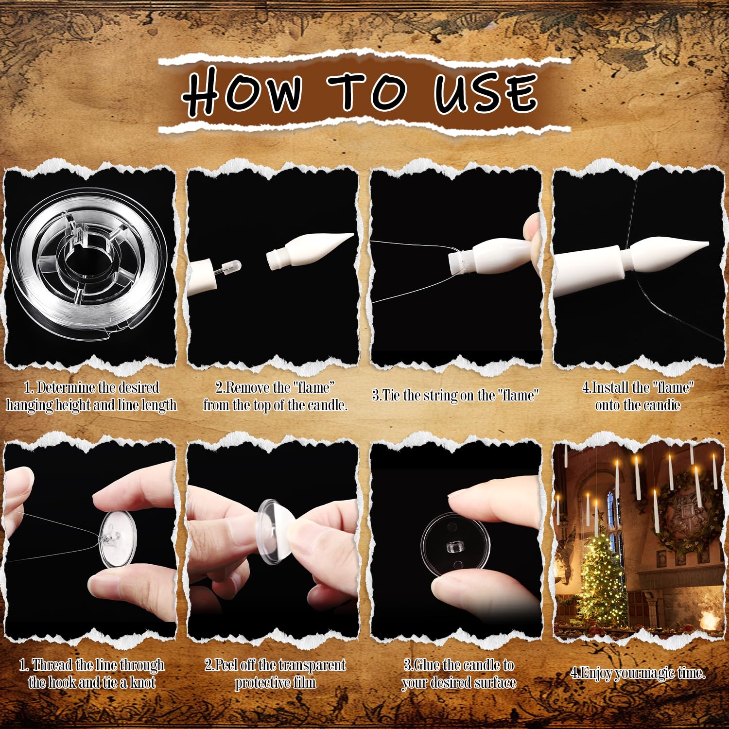 Floating Flameless LED Candle Set – 24 Ivory Hanging Candles with Remote Wand & Full Hanging Kit