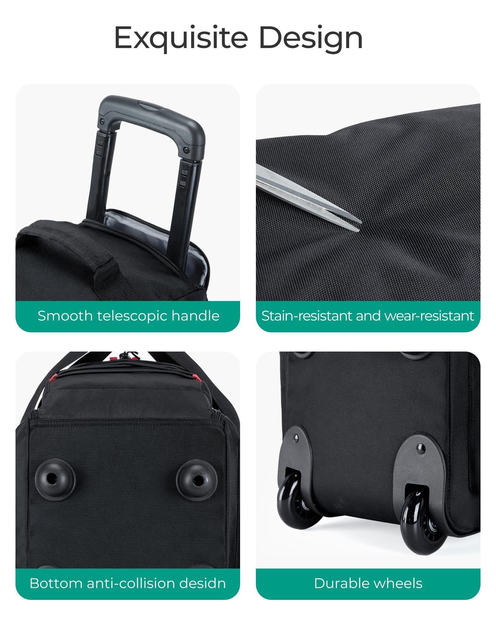 Bagsmart Rolling Duffle Bag with Wheels 36L – Airline Approved Carry-On Travel Duffel, Black