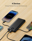 10000mAh Portable Charger Power Bank with Built-in Cables & AC Wall Plug, Slim Fast Charging Battery Pack for iPhone & Android – Black