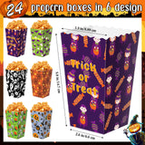 Roshtia 24 Pcs Halloween Theme Party Popcorn Favor Boxes in 6 Designs Snack Treat Box Candy Cookie Container Event Party Favor Supplies, Halloween Snacks(Figure)