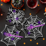 Halloween Spider Web Party Tableware Set – 96 Pcs Disposable Plates, Napkins & Forks for 24 Guests