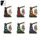 LED Skeleton Couple on Tree Swing – Lighted Halloween Statue with Color-Changing Timer (Multicolor, 5.5 in)