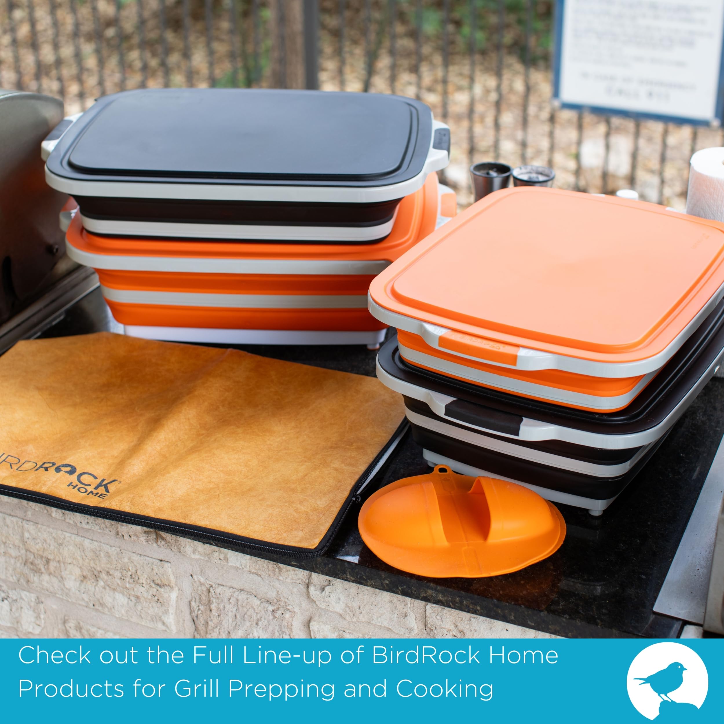Collapsible BBQ Grill Prep Caddy 3-in-1 – Cutting Board, Wash Basket & Prep Station
