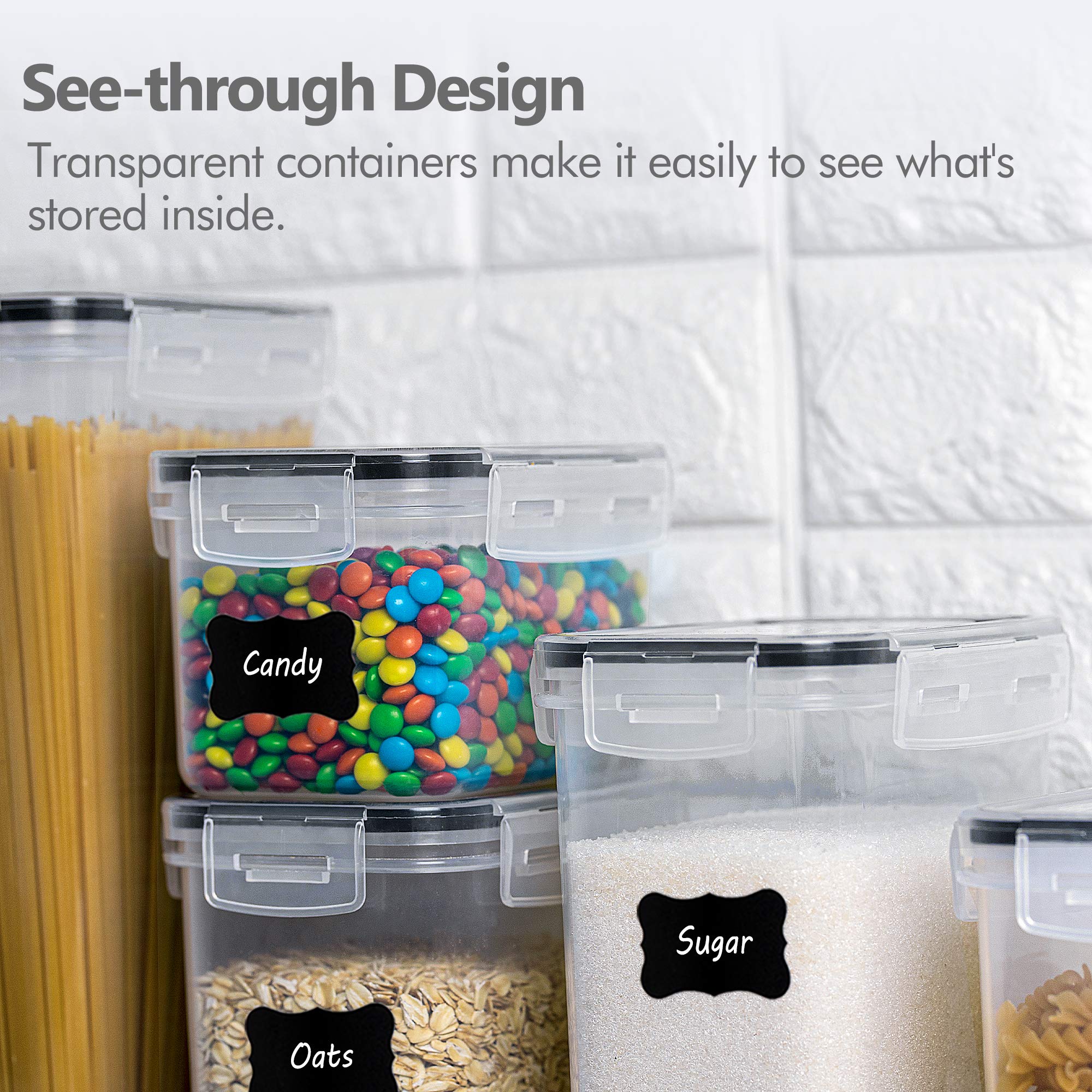 Chefstory Airtight Food Storage Containers Set – 14 Piece Stackable Pantry Canisters with Lids & Labels