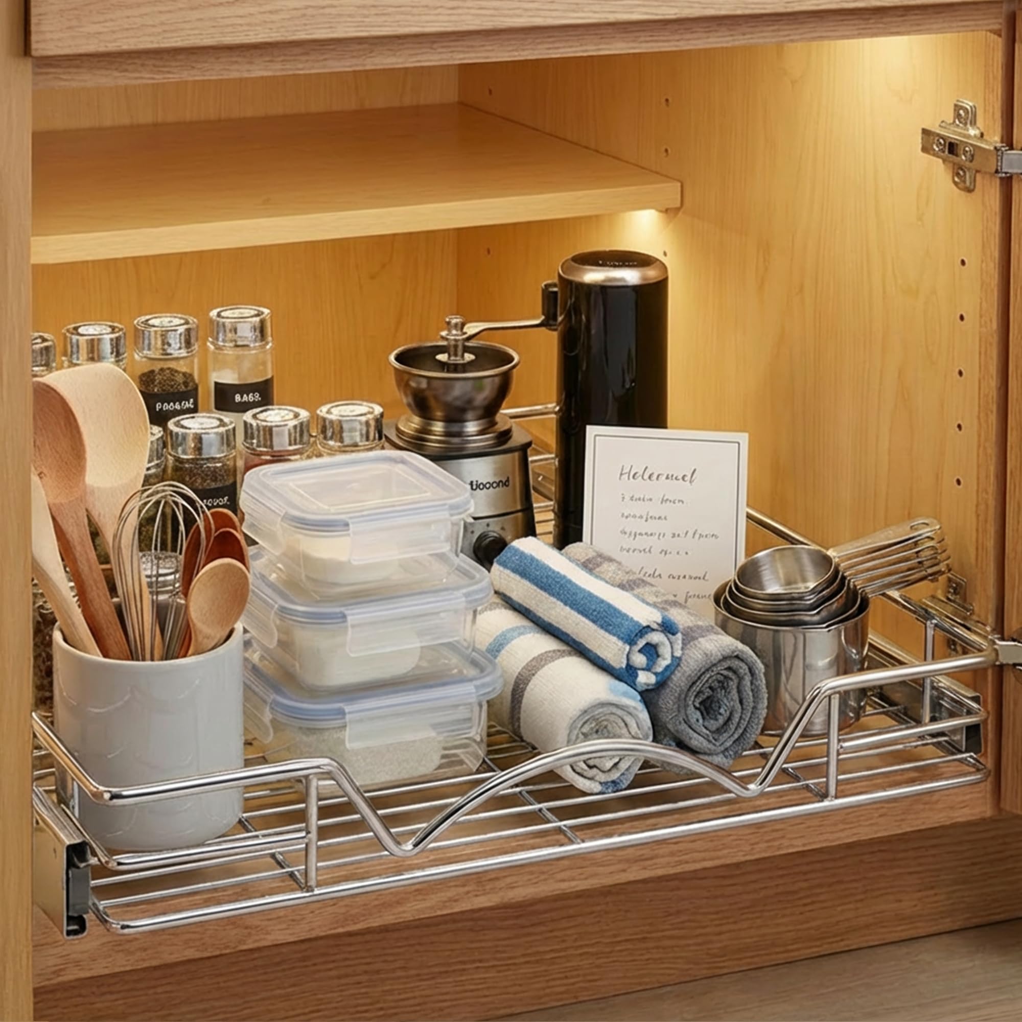 Holdn’ Storage Narrow Pull-Out Cabinet Organizer – Heavy-Duty Slide-Out Drawer for Slim Cabinets