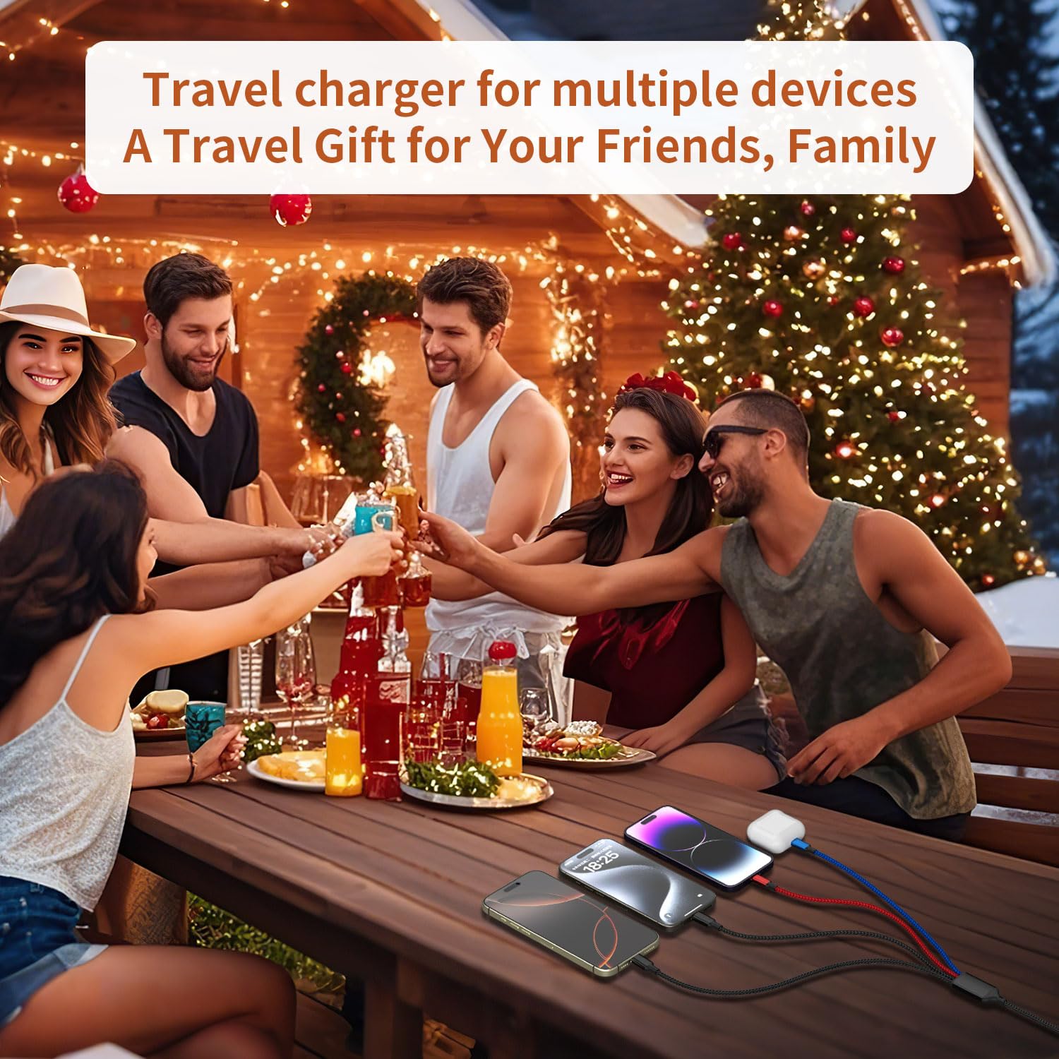 4-in-1 Multi Charging Cable (Dual USB-C, Lightning & Micro USB) – 5FT Universal Fast Charger Cord for iPhone, Android & Multiple Devices