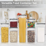 Airtight Food Storage Containers Set – 7-Piece Stackable Pantry Organizers (Clear & Black)