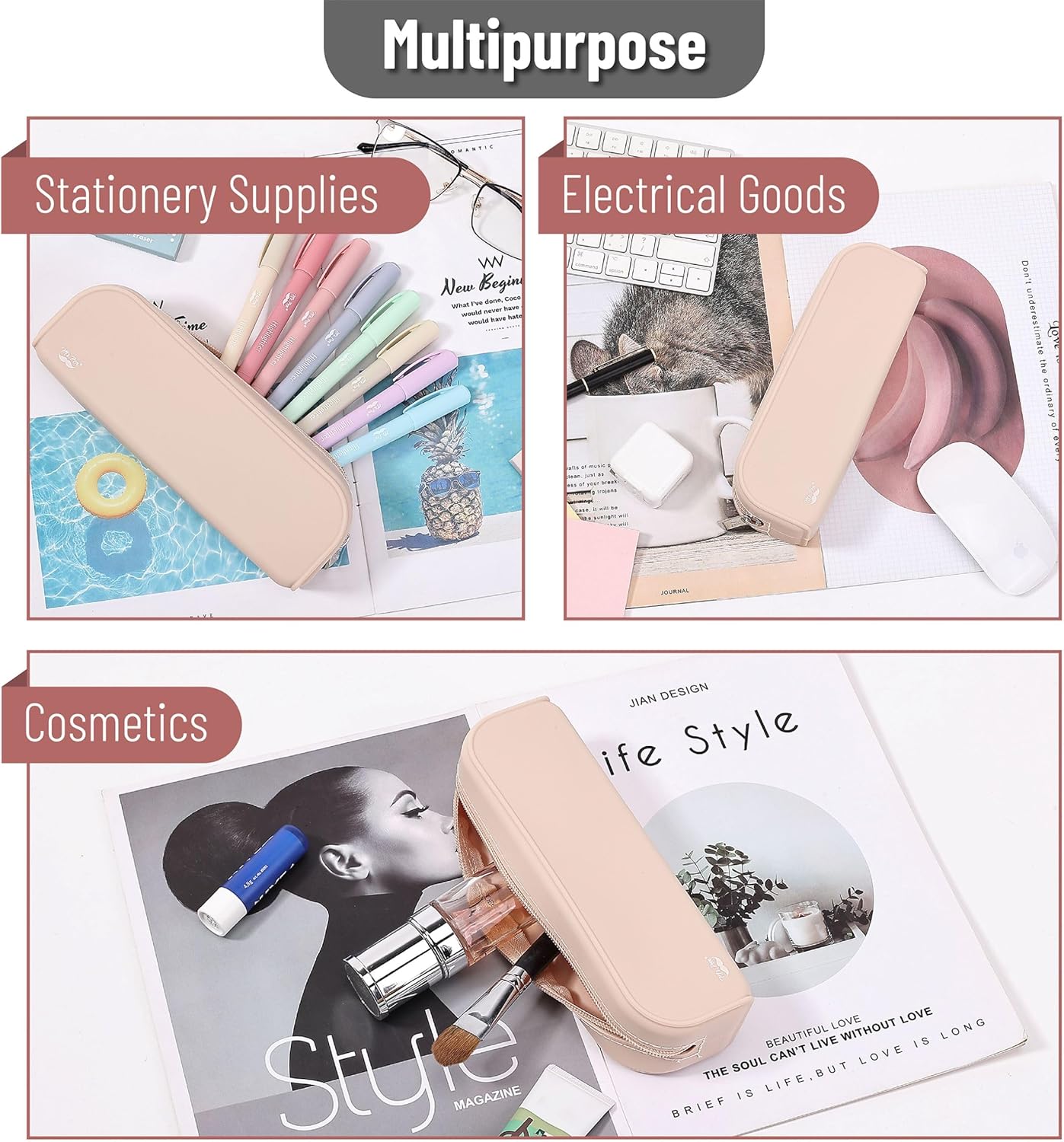 Easy-Clean Silicone Pencil and Makeup Pouch
