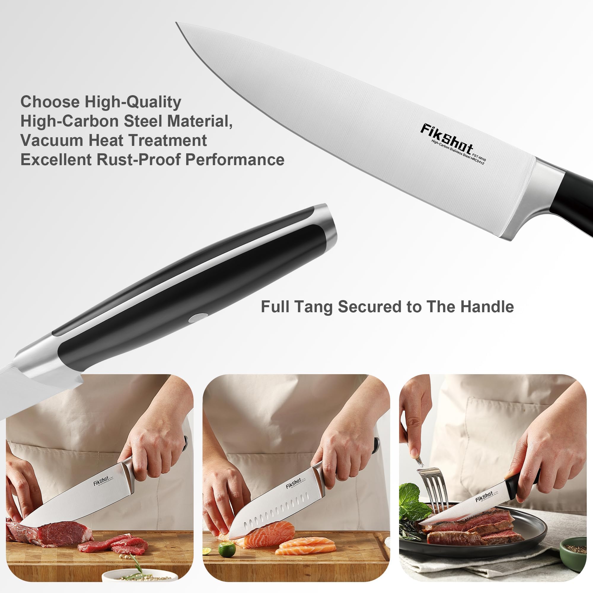 14-Piece Professional Knife Block Set with Sharpener – Full Tang Stainless Steel Kitchen Knives