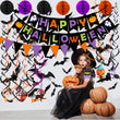 Halloween Party Decoration Set – Black, Orange & Purple Paper Banner Kit with Honeycomb Balls, Swirls & Garland