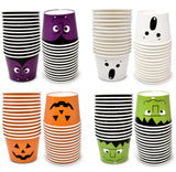 Halloween Snack Cups – 60 Pack Dessert Treat Cups with Pumpkin, Ghost, Frankenstein & Vampire Designs (10oz, Multicolor)