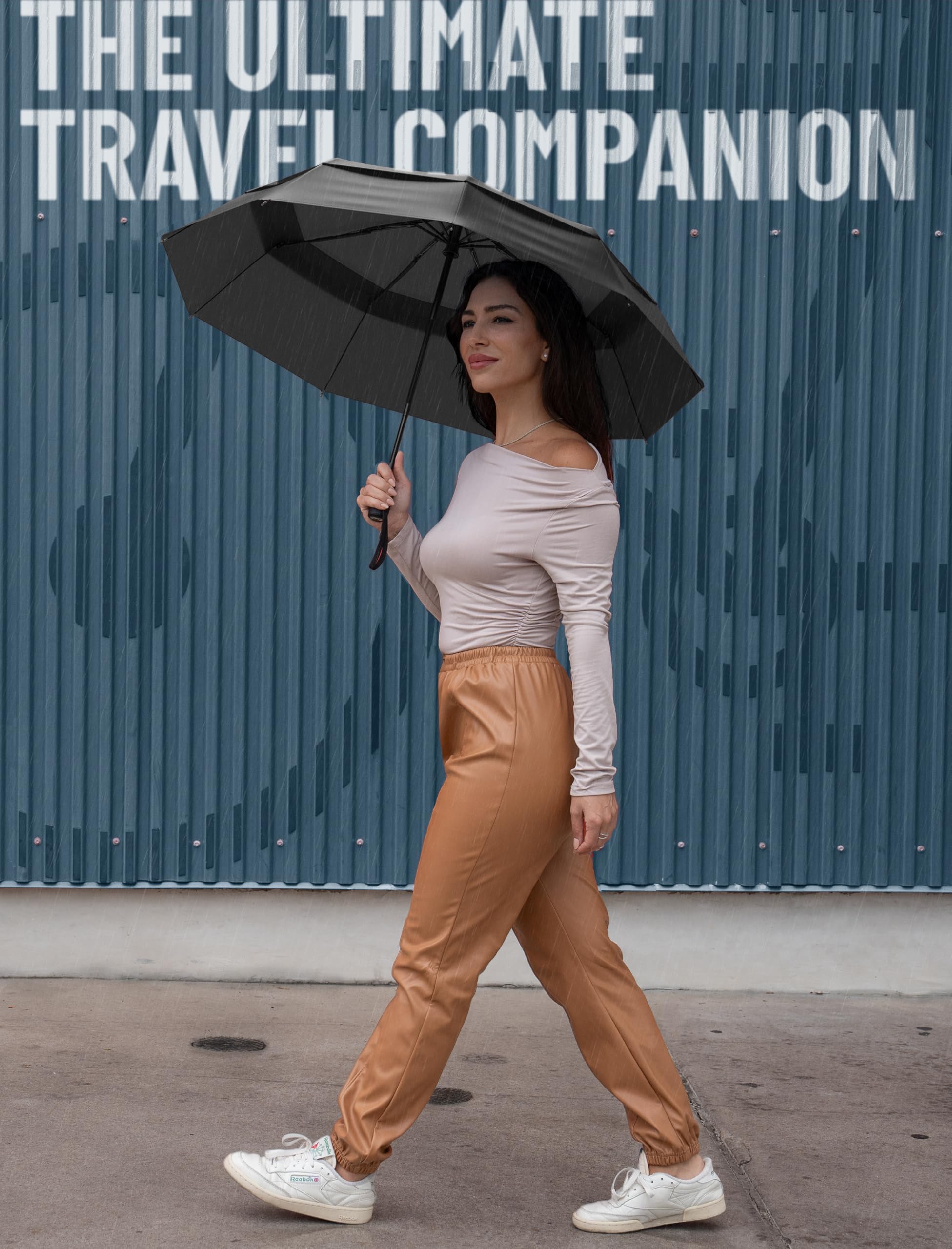 Windproof Compact Travel Umbrella with Automatic Open & Close – Portable Folding Umbrella for Rain, Storm & Daily Commute