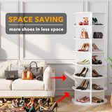 7-Tier Rotating Shoe Rack Tower – 360° Spinning Vertical Shoe & Handbag Organizer for Closets