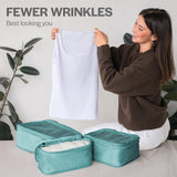 Compression Packing Cubes Set – Travel Luggage Organizer Bags (Teal)