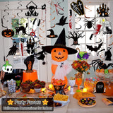 Halloween Hanging Swirl Decorations Set 🎃 – 60-Piece Indoor & Outdoor Party Kit with Ghosts, Bats & Pumpkins