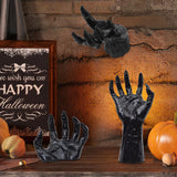 3D Creepy Wall Hands Halloween Decoration Set – Black Resin Spooky Hands with Candles & Mounting Kit, Gothic Wall Decor for Haunted Homes