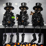 Vintage Plague Doctor Figurines (Set of 3) – Resin Halloween Shelf Sitters with Dangling Legs