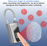 Waterproof Fingerprint Smart Padlock with Backup Key, USB Rechargeable Biometric Security Lock for Gym, Luggage & Storage