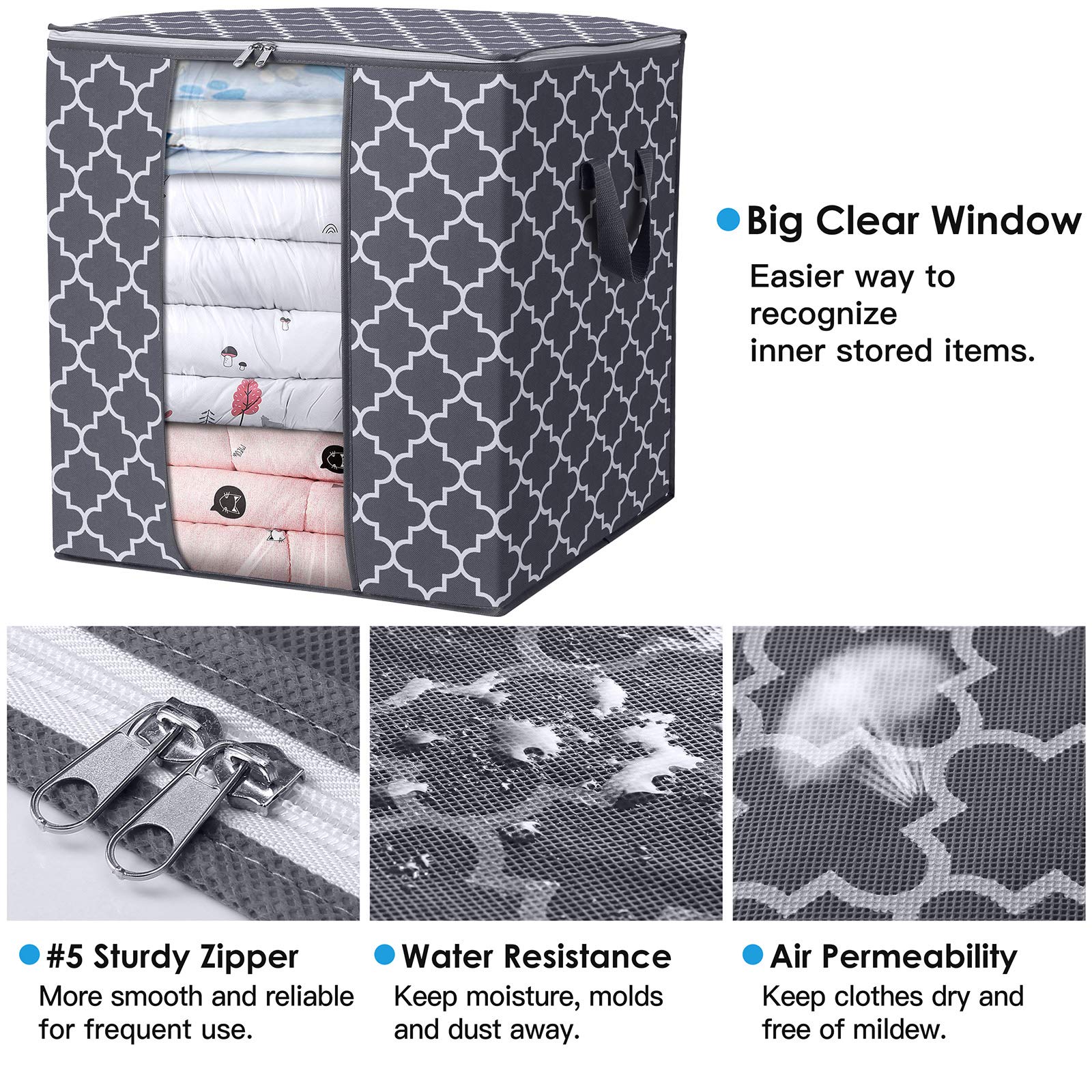 Large Capacity Clothes Storage Bag (100L) – Breathable Fabric Organizer with Clear Window & Reinforced Handles